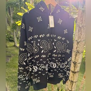 KITH Paisley Floral Williams III Hoodie Nocturnal Navy Bead Design